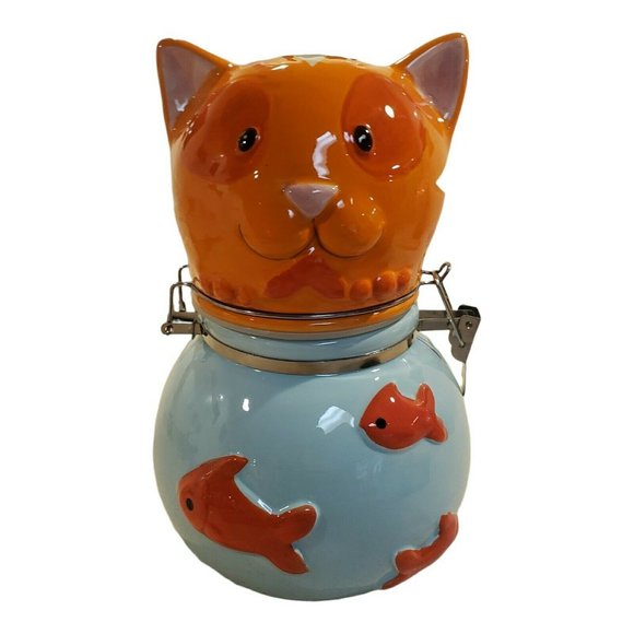 Boston Warehouse Hand-painted Fishbowl Cat Hinged Jar - Picture 6 of 6
